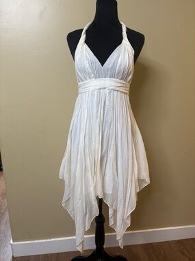 Guess White Babydoll handkerchief hem Dress